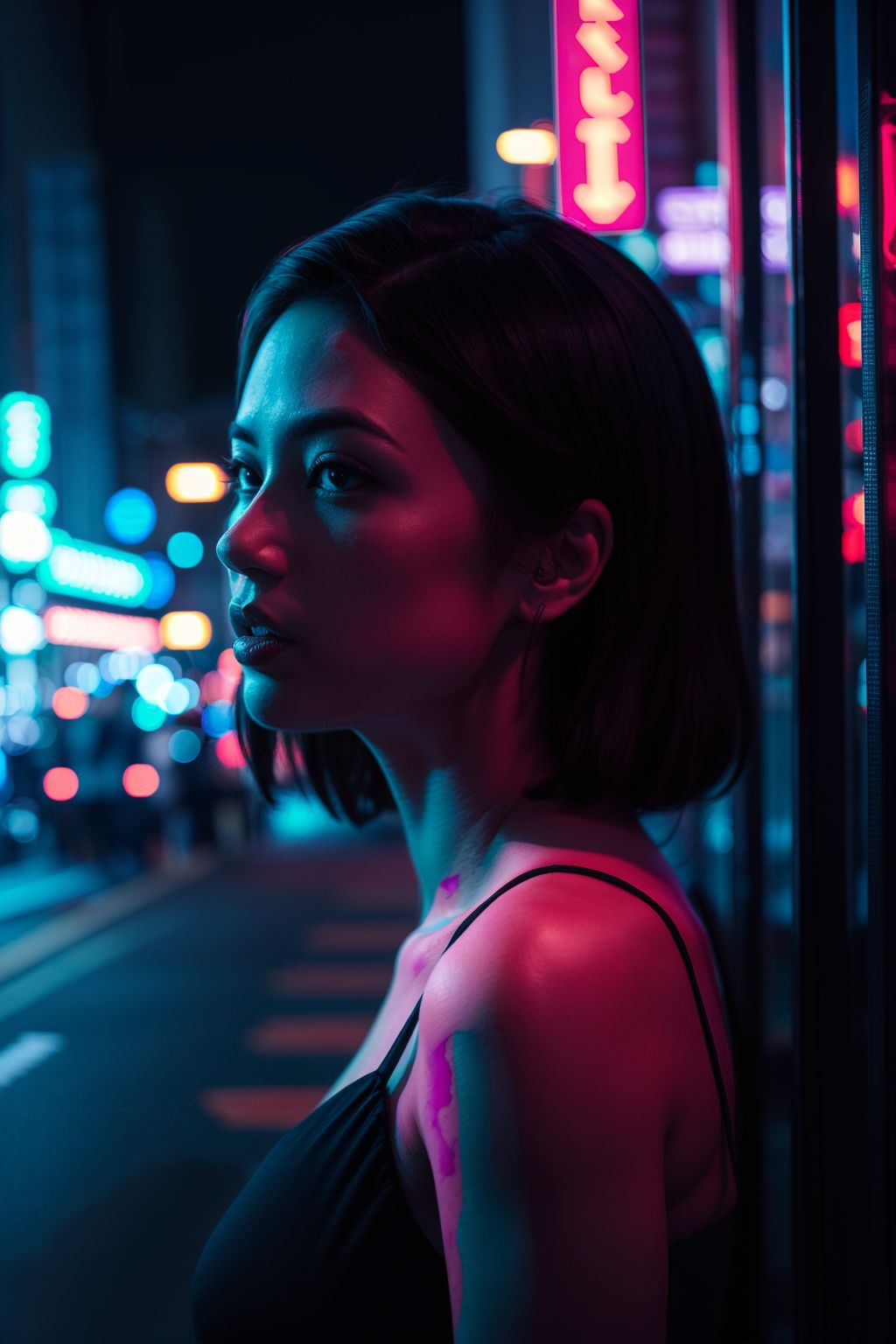 00105-544585492-,(coocolor_1.2),,1girl,upper body, black hair,Neon lamp,,night, morden, city street background, ____.jpg